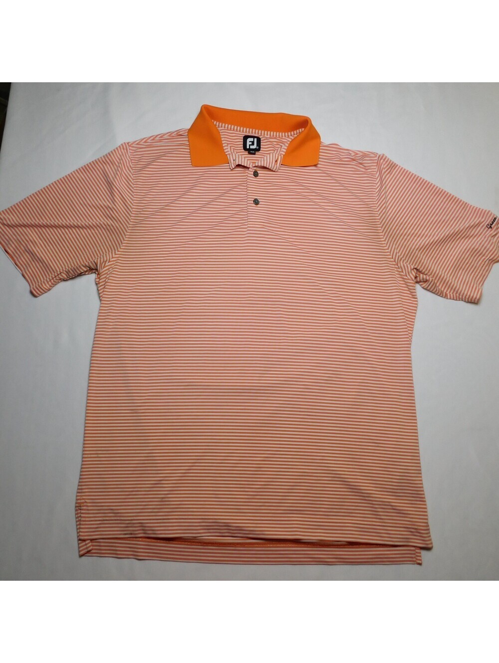 FootJoy Greenbrier Resort Mens Polo Shirt XL Orange White Striped Golf Performan